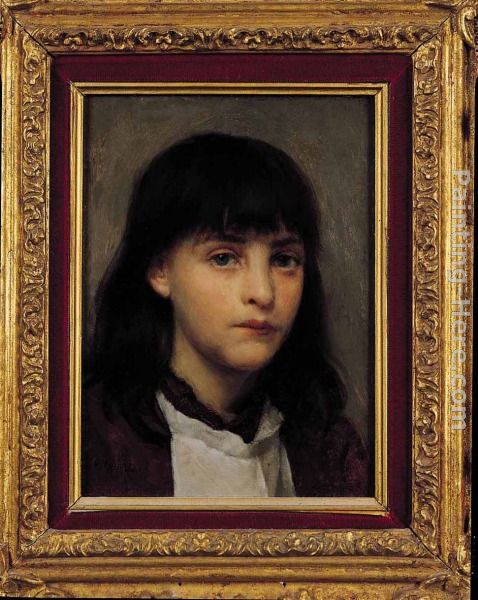 Portrait of a Young Girl painting - Edwin Harris Portrait of a Young Girl art painting